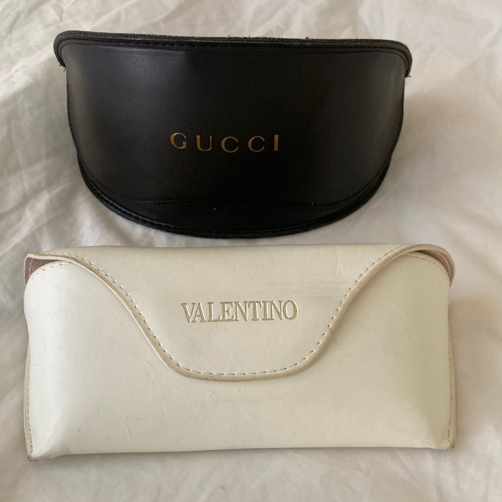 Gucci Black sunglass case & White Valentino sunglass eyeglass case. SET OF 2